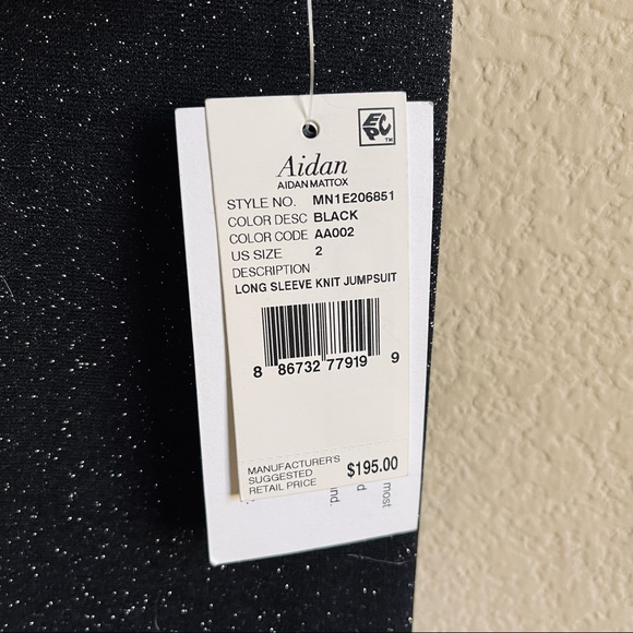 Aidan Mattox NWT Stretch Crepe Side Cut Out Mock Neck Long Sledve Jumpsuit - Picture 9 of 17